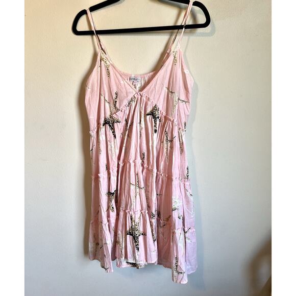 DEBBIE KATZ SOUTH BEACH DRESS COVERUP SZ L PINK TAN BROWN STARFISH RESORT CRUISE - Picture 2 of 8